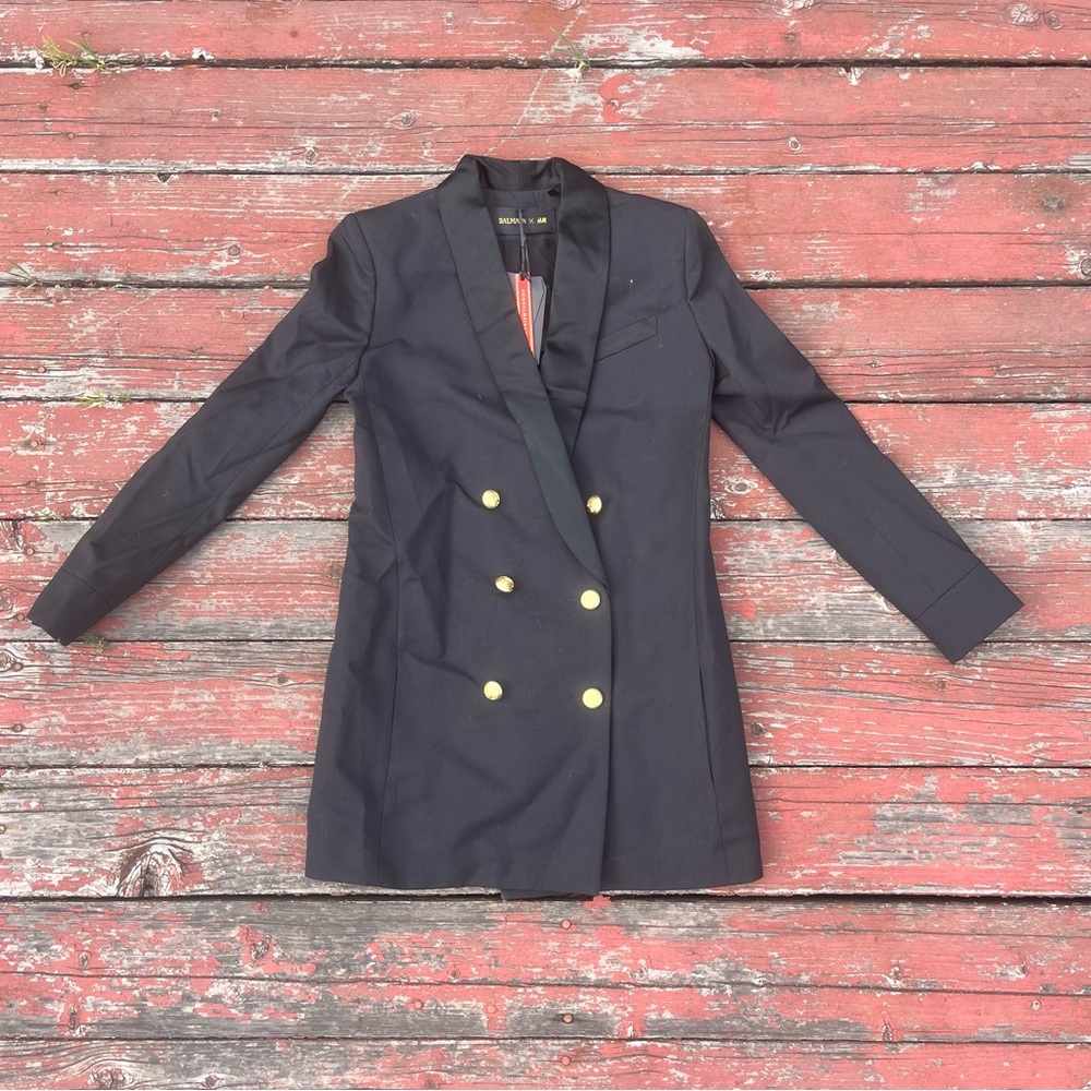 Balmain x H&M Black Double-Breasted Women's Blazer
